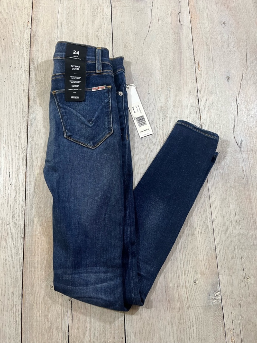 Hudson Nico Midrise Super Skinny Elysian Denim Jeans Size 24 Dark Wash NWT